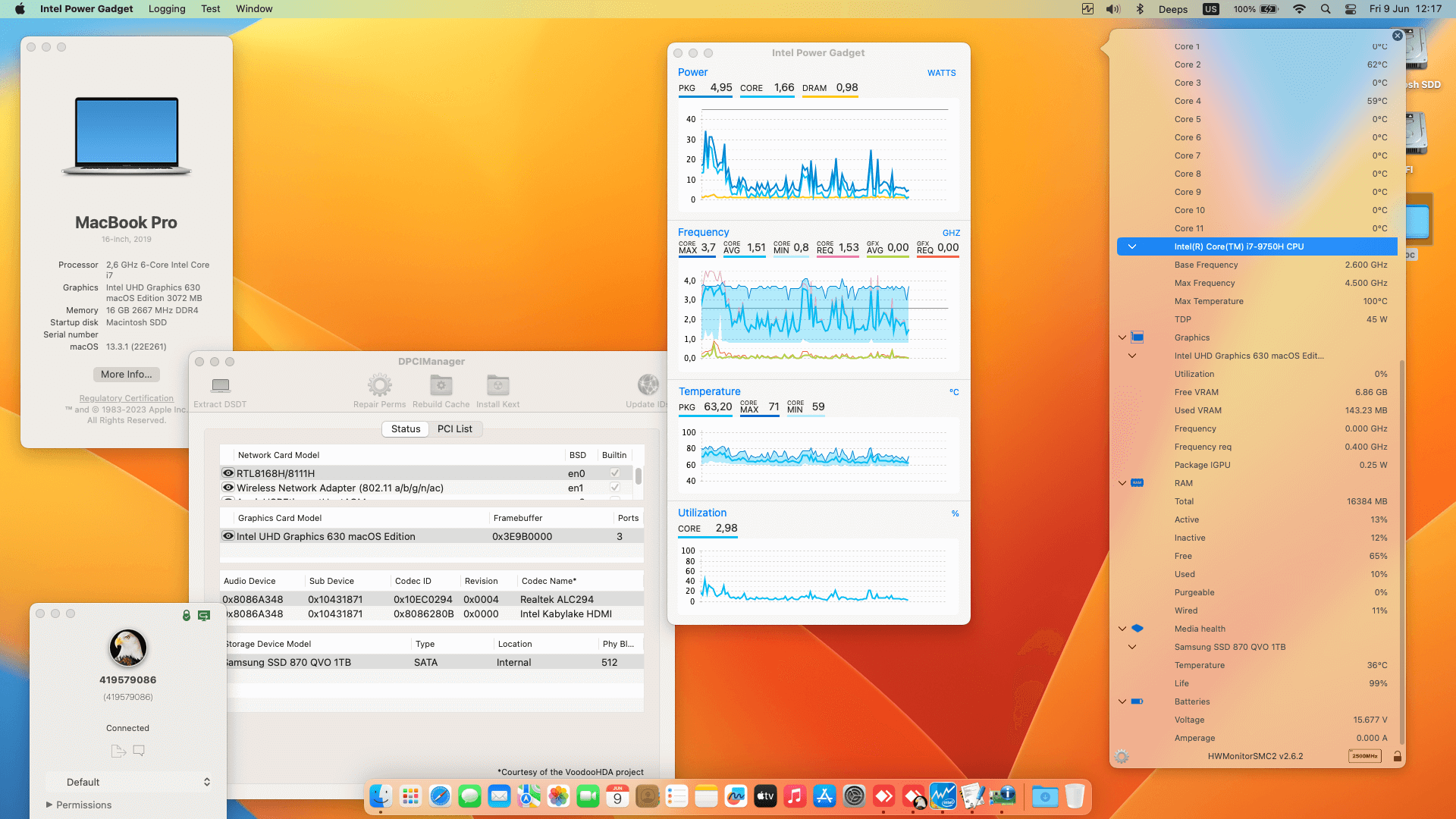 Success Hackintosh macOS Ventura 13.3.1 Build 22E261 in Asus ROG Strix Scar III G531GU-79BT6CS2